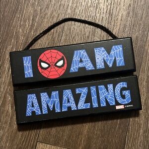 Marvel Spider-Man 'I Am Amazing' Plaque in Black and Blue